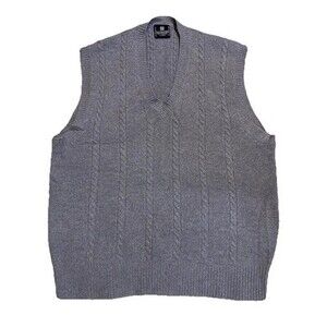 Vintage 80s Nordstrom 100% Cashmere Cable Knit Sweater Vest XL Gray